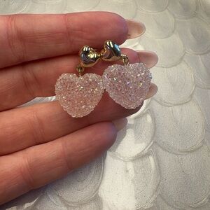 Elegant Pink Heart Earrings